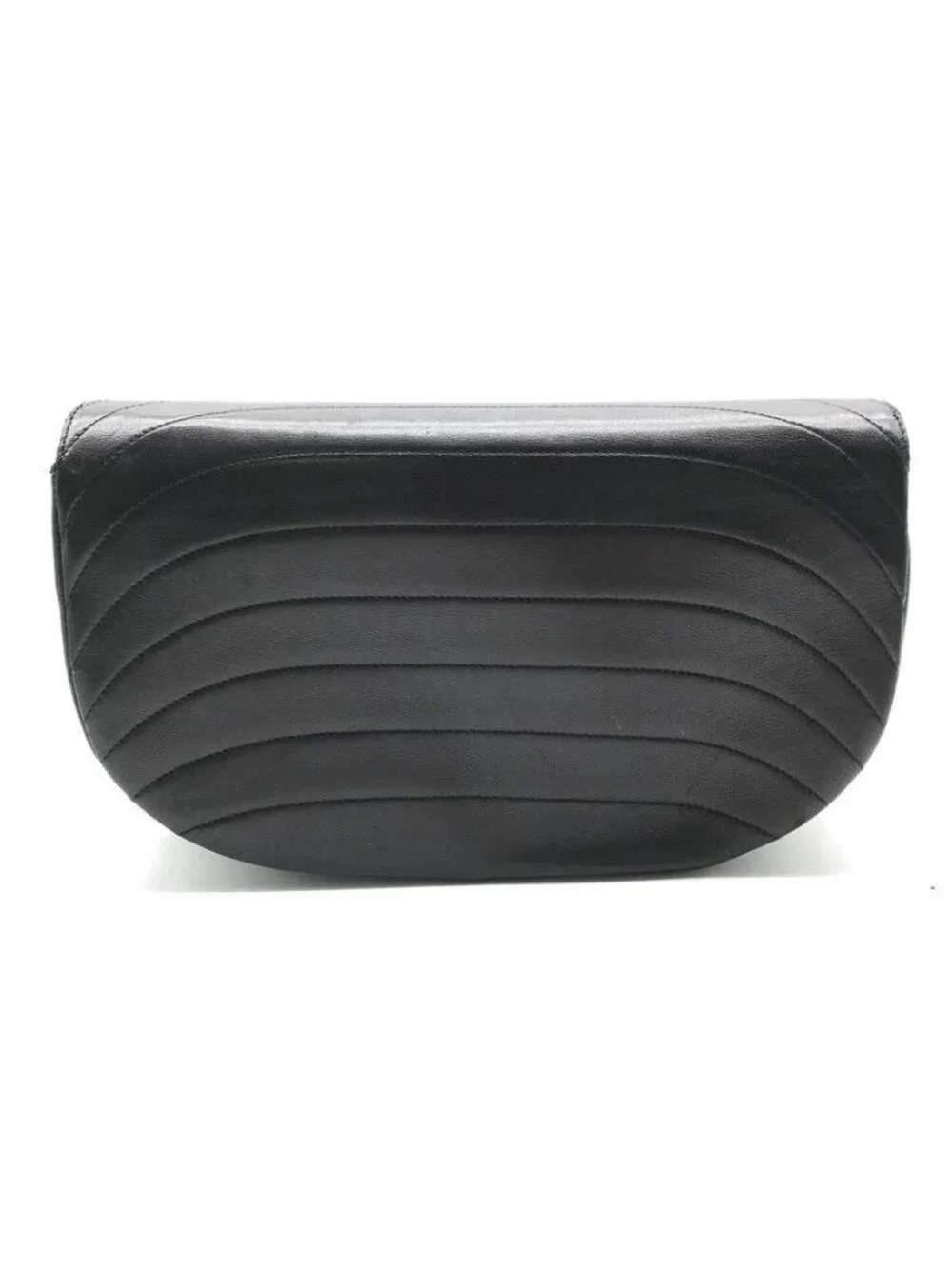 Chanel CC Logo Leather Half Moon Turnlock Chain Shoulder Bag Black